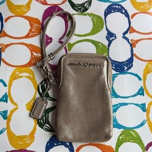 Coach Poppy Shimmering Gold Wristlet